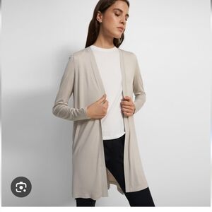 Theory Beige Open-Front Lightweight Women's Cardigan Modal Size S